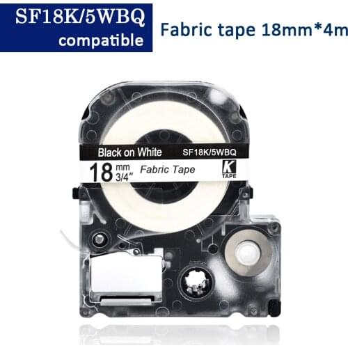 CIDY 20pcs for LTC18-8 SF18K 18mm*4m black on white iron-on fabric tape for Epson/KingJim label printer LW300 LW400 LW-600P