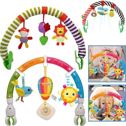 Baby Cradle Seat Cot Hanging Toys Crib Mobile Stroller Newborn Pram Clip Music Toys Plush Rattles Ring Bell Decor