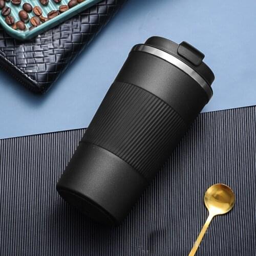 Double-layer Stainless Steel Coffee Thermos 300/500ml Travel Business Thermos With Non-slip Car Cover For Household Use
