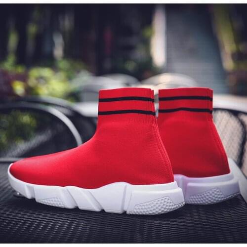Breathable Boots Knitted Socks Boots Solid Lightweight Sneakers Casual Running Workout Vogue Shoes Couple Soft Footwear 35-45