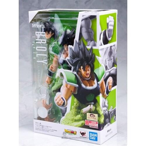 Bandai Genuine Dragon Ball SHF Black Hair Broly Joints Movable Action Figure Model Toys Collection Anime Figure Ornament