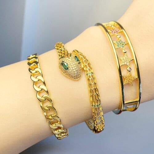 Hip-Hop Cuban Punk Metal Snake Jewelry Gift Five-Pointed Bracelet