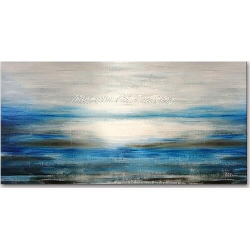Mintura Wall Picture for Living Room Oil Paintings on Canvas Hand Painted Beautiful Sky and Sea Hotel Decor Wall Art No Framed