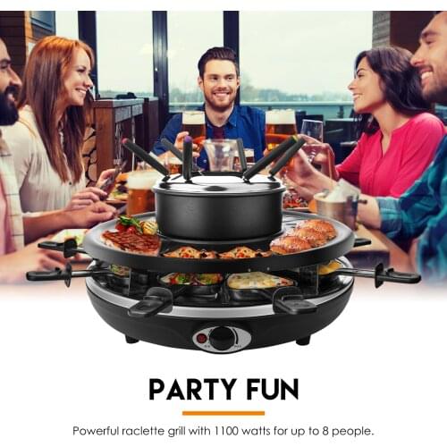 4 In 1 1300W BBQ Cheese Pot For Up To 8 People Fondue Hot Stone Grill Extra Deep Pans Electric Hot Pot Grill Pan Kitchen Tools