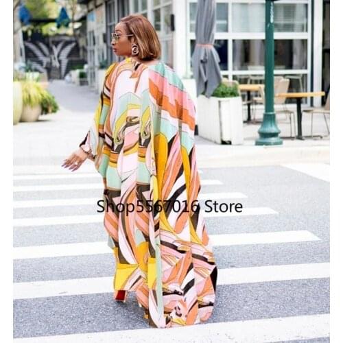 2 Piece Set African Print Dresses for Women Summer Party Club Pants Suits Maxi Dress Sets Muslim Ramadan Eid Mubarak Abaya Dubai