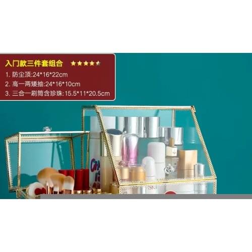 Tempered Glass Cosmetic Storage Box Drawer Transparent Storage Box Organizer High Quality Maqillage Household Products EJ50MS
