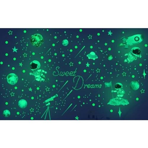 Creative Luminous Stars Dots Astronaut Planet Wall Stickers for Kids Room Wall Decor Nursy Childrens Room Decorations 1Set