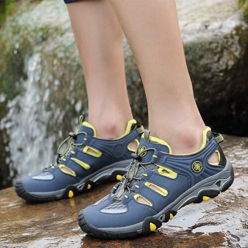 Outdoor Sport Men Aqua Shoes PU Mesh Fabric Breathable Quick-Drying Swimming Fishing Nonslip Beach Water Shoes Sneakers