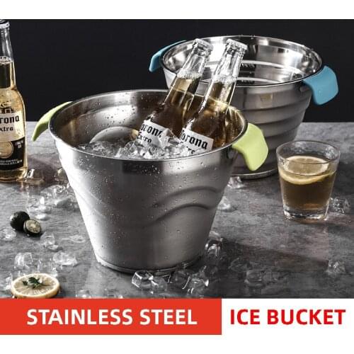 Kitchen Wine Tools Thicken Stainless Steel Portable Whiskey Beer Bar Cooler Party Club Ice Bucket Container Keg Champagne Bucket