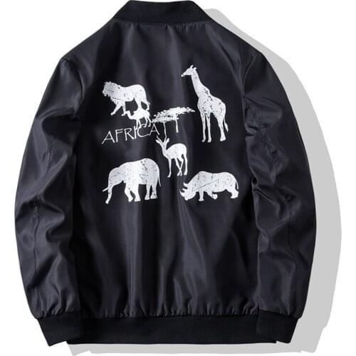 Bomber Jacket Men Fashion Casual Animal Printing Jacket Coat Men Autumn New Hot Outwear Stand Slim Military Jacket Mens