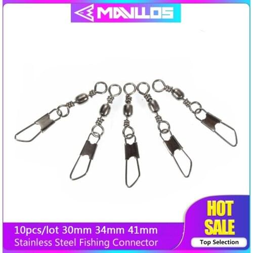 Mavllos 10pcs/lot Fishing Hook Connector Rustyproof Fishing Swivels Interlock Rolling Swivel Hooked Snap Fishing Accessories