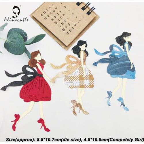 Metal Cutting Dies Walking Girl Doll Scrapbooking Paper Craft Album Handmade Card Punch Die Cut Art Cutter Alinacutle