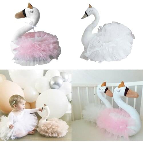 Cute Swan Stuffed Animal Toy Soft Gauze Pillow Baby Sleeping Doll Birthday Gifts 23GD