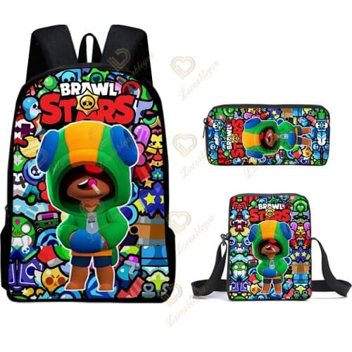 3Pcs Backpacks Set Game Teens Backpack Heroes Child SchoolBag Anime Spike Shelly Leon PRIMO MORTIS Kid Backpack Toys Boys Gift