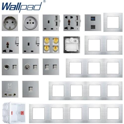Wallpad DIY Module Silver Aluminum Panel Wall Power Socket Electrical Outlet S6 Function Key Free Combination