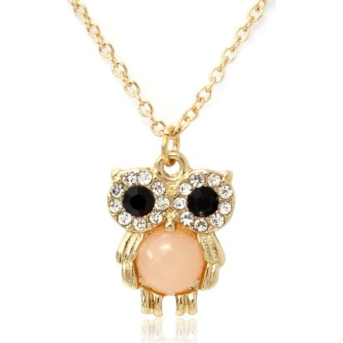 2020 New Fashion Gold Color Austrian Crystal Owl Pendant Necklaces for Women Trendy Rhinestone Opal Jewelry Animal Necklace Gift