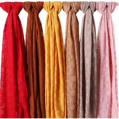 New Cotton Hijab Plain Shawls For Women Plaid Hijab Design For Arab Islamic Women Scarf Hijab 10pcs/lot