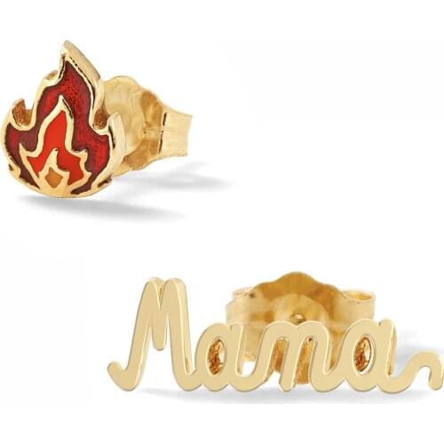 New Fire Shaped Letter Set Mash Up Oil Dripping Personality Street Fashion Women Earrings Fine Accessories Girl Girlfriend Gift