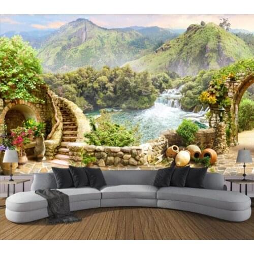 Papel de parede Garden mountain lake background wall 3d wallpaper,bedroom KTV bar mural wall decor
