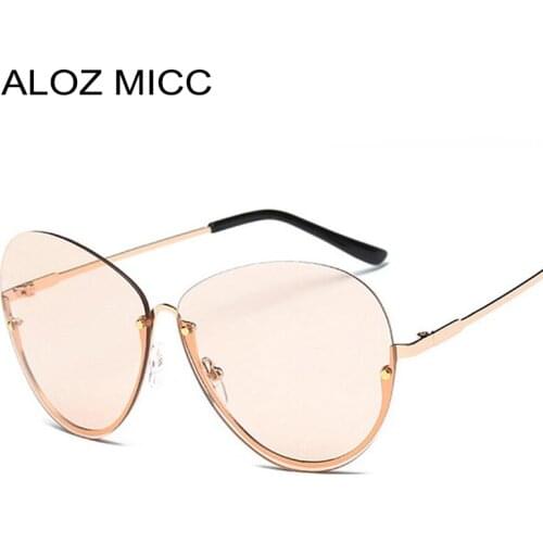 ALOZ MICC Brand Women Luxury Sunglasses Designer Fashion Metal Half Frame Sun Glasses UV400 Eyewear Shades Oculo Q123