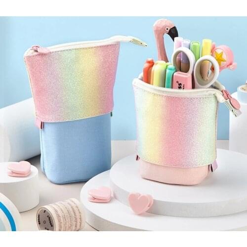 Creative Retractable Pencil case Kawaii office school Pencil cases large stationery box cute Pen holder boy girl Storage bag box