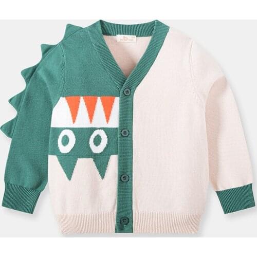 Jargazol Autumn Kids Clothes Cartoon Embroidery Knit Sweater Tops Little Boy Cardigan Outfits Spring Children Clothing