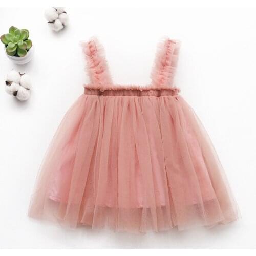 Qunq 1 2 3 4 Year Baby Girl Dress Summer Sleeveless Mesh Newborns Princess Dress 2021 New Sweet Sling Kids Children Costume