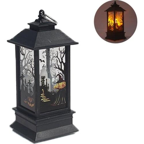 Portable Halloween LED Lantern Hanging Candle Lamp Flame Lamp Fireplace Light Ghost Festival Decoration Props Luminous Ornaments