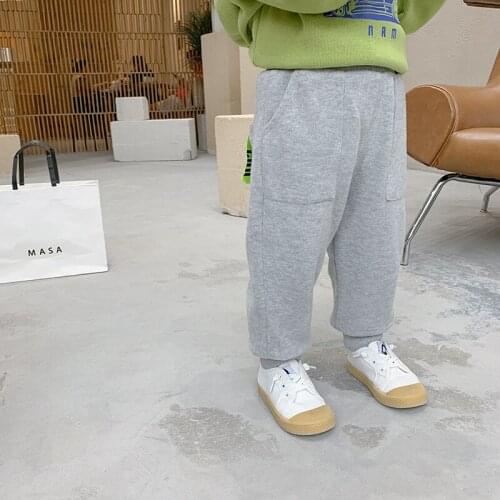 Toddler Boys Casual Trousers Kids Cotton Solid Sport Pants Autumn 2-7 Years Boy Fahison Elastic Waist Harem Pant Baby Trouser