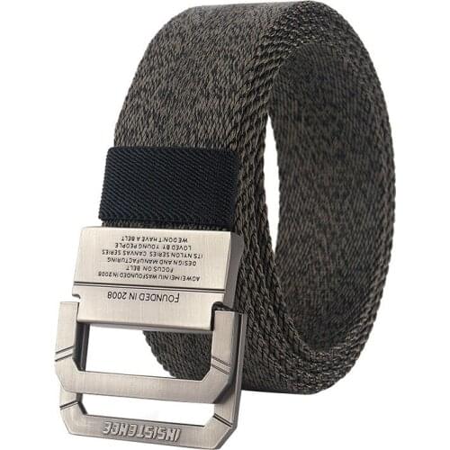 Unisex Belt Solid Color Quality Nylon Double Ring Buckle Men belt Youth Men and Women Casual Cowboy Pants Wild belts 125cm