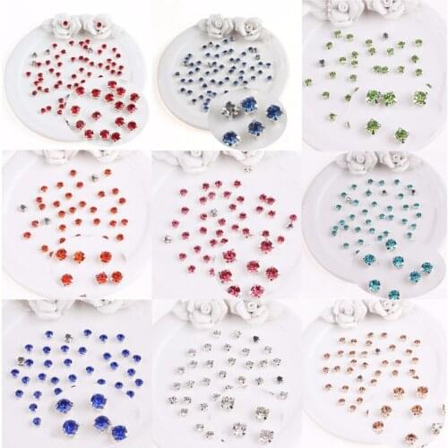 Pulaqi 4mm 100PCS Glass Rhinestones Sew On Diamond Shape For Clothing Needle Sticker On Applique Sew For Clothes Wedding Decor F