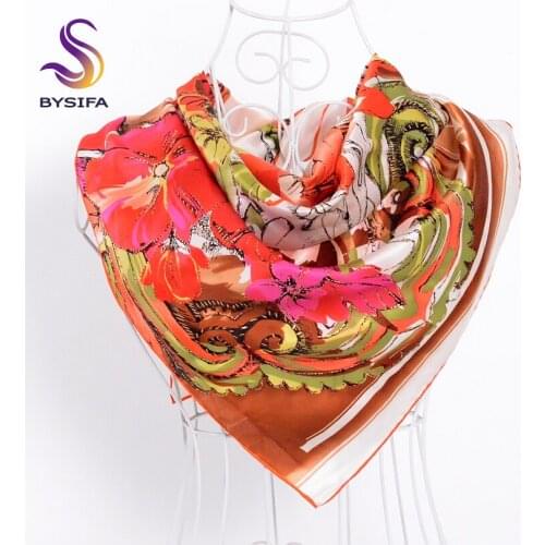 Twill Silk Scarf Shawl Women New Design Brand Large Square Scarves Wraps For Spring Autumn 90*90cm 100% Silk Muslim Headscarves