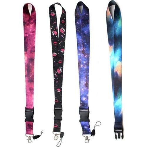 Starry Night Sky Lanyard Badge Id Lanyards/ Mobile Phone Rope/ Key Lanyard Neck Straps Keychain Car Ornament