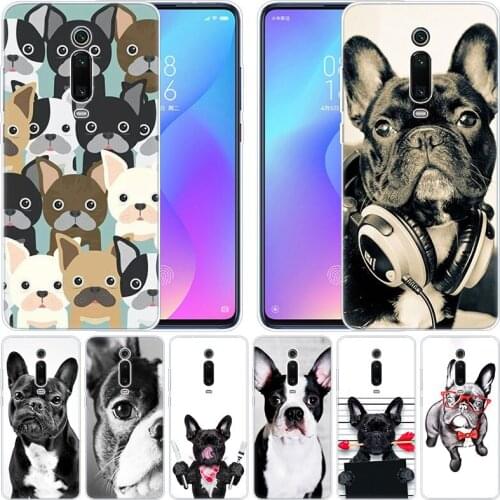 Luxury Silicone Case French bulldog dog for Xiaomi Pocophone F1 Mi 9T Pro CC9 CC9E 9 9SE 8 A3 A2 Lite A1 5X 6X Mix3 Play Fashion