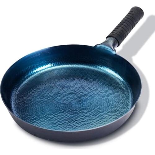 Handmade Frying Pan,Chinese Traditional Handmade Forging Wok Durable Iron Woks Uncoating Wrought Iron Non-stick Gas Pot Cookware