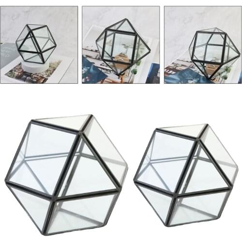 Succulent Terrarium Container Decorative Plant Glass Cube Modern Geometric Decor Planter for Succulent Fern Moss Air Plants Q0KE