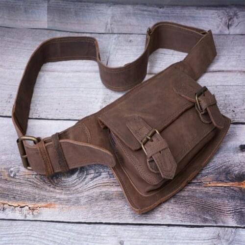 Unisex Medieval PU Leather Rivet Drop Leg Bag Steampunk Retro Rock Waist Belt Bag Crossbody Waist Bags Phone Pouch