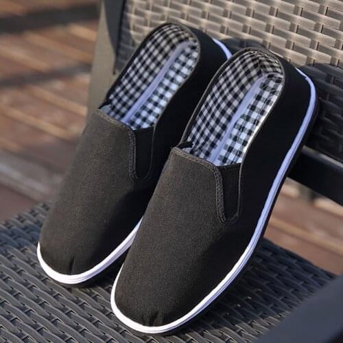 USHINE top quality black cotton Vintage chinese kungfu shoes wingChun TaiChi martial arts pure cotton slipper shoes big size