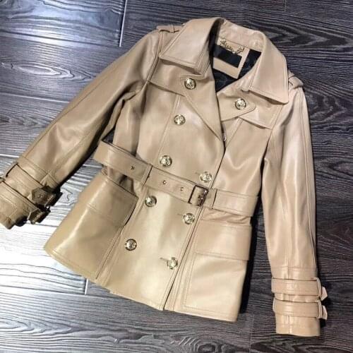 Genuine real lamb ladies leather jacket women