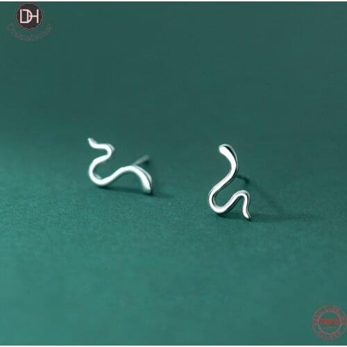 Dreamhonor Fashion 925 Sterling Silver Snake Shape Stud Earrings Wholesale Women Fashion Jewelry