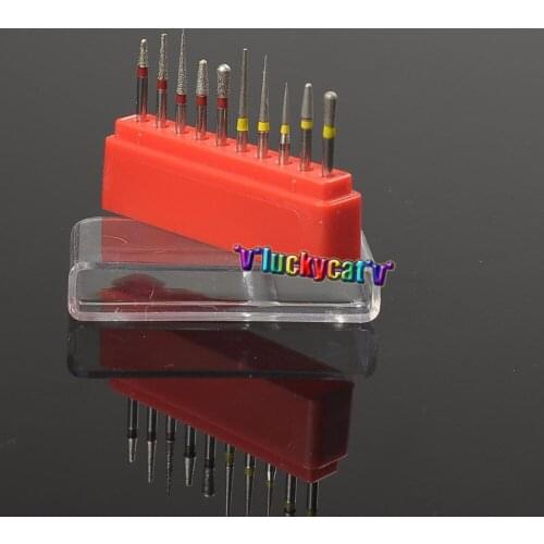 10Pcs Dental Diamond Burs High Speed Handpiece Teeth Whitening Product For Polishing Smoothing In Red Burbox 1.6mm