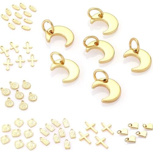 10pcs/lot Gold Charms Beads for Jewelry Making Heart Moon Coin Charms Diy Braclet Necklace Earrings Metal Big Hole Beads Bulk