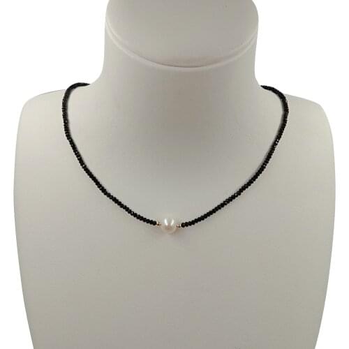 100% NATURE FRESHWATER PEARL NECKLACE-AAAA good quality-with small crystal beads