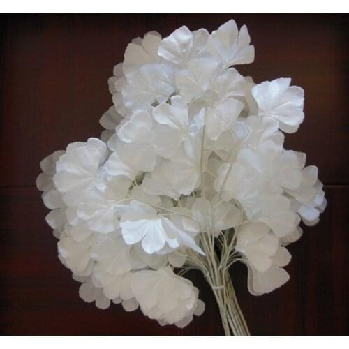 12pcs 60cm White Ginkgo Biloba Maidenhair Tree Leaf Leaves Branch Silk Artificial For Wedding Home Office Hotel Decoration
