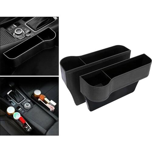 2x Car Seat Gap Catcher Filler Between Seats Organizer Storage Box Pocket for Cellphone Wallet Keys Cellphones Keys Cards Black