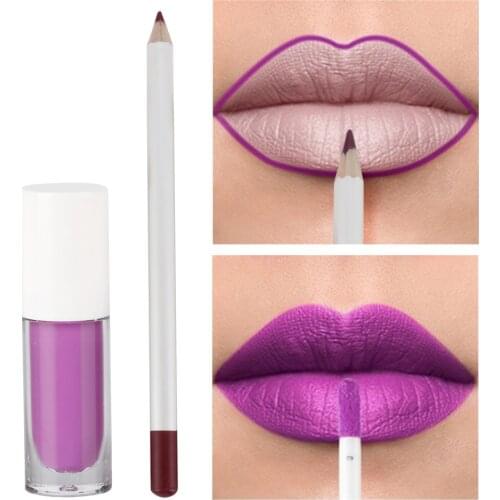 20 Colors Lip Liner Liquid Lipstick Set Private Label Customized Matte Non-stick Cup Long Lasting High Pigmentation Lip Gloss