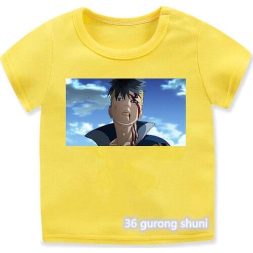 2021 Japan Manga Ninja Boruto наруто T Shirt аниме Anime Clothes Cartoon Print Boys T-shirt Yellow Kids Clothes Tee Short Top