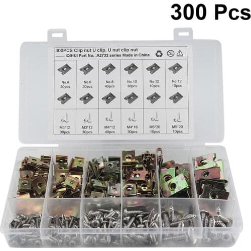 480pcs Motorcycle Fairing Bodywork Panel No.6/8/10/12 Manganese Steel U Clips Self Tapping Screw Spire U Clip U Nut Fasteners