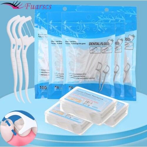 50pcs Dental Floss Flosser Picks Toothpicks Teeth Stick Tooth Cleaning Interdental Brush Dental Floss Pick Oral Hygiene Care