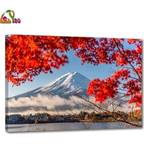 Diamond Painting Japan Mt Fuji full drill Cherry blossom Landscape 5D DIY Mosaic Embroidery Kits Full Drill Home Decor Picture